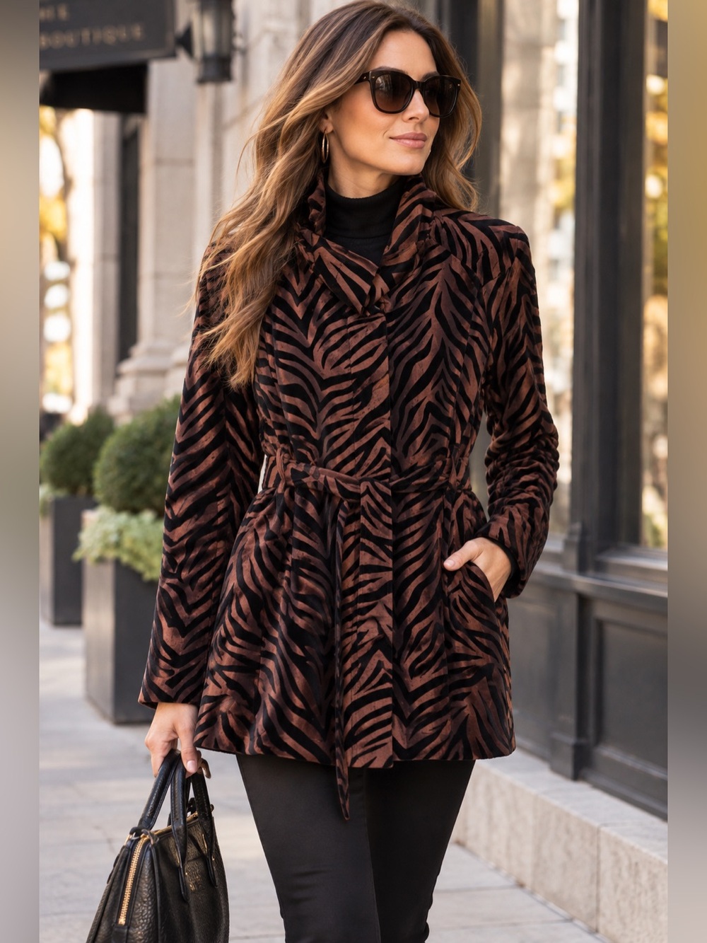 UBU Flocked Velvet Belted Jacket